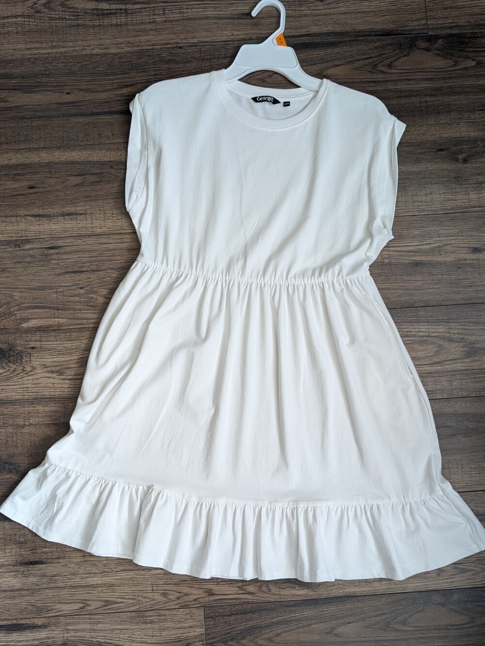 George White Ruffle-Hem Cotton Dress